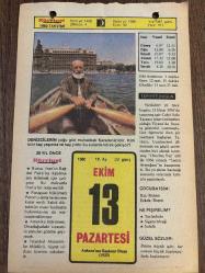 13 EKİM 1980 - TAKVİM YAPRAĞI - DOĞUM GÜNÜ HEDİYESİ - HÜRRİYET TAKVİMİ - DESTAN GİBİ ADLI ROMAN - Diyarbakır'da 