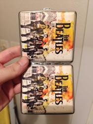The Beatles görsel desenli sıfır kullanılmamış metal sigara tabakası koleksiyon nostalji tasarım vintage retro aksesuar