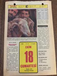 18 EKİM 1980 - TAKVİM YAPRAĞI - DOĞUM GÜNÜ HEDİYESİ - HÜRRİYET TAKVİMİ - DESTAN GİBİ ADLI ROMAN - Adana'nın Saimbeyli ilçesinin 