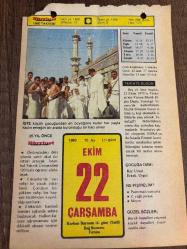 22 EKİM 1980 - TAKVİM YAPRAĞI - DOĞUM GÜNÜ HEDİYESİ - HÜRRİYET TAKVİMİ - DESTAN GİBİ ADLI ROMAN - Viyana elçimiz Daniş Tunagil'in silahlı kişilerce öldürülüşü (1975) - Kars'ın Digor ilçesinin 