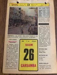 26 KASIM 1980 - TAKVİM YAPRAĞI - DOĞUM GÜNÜ HEDİYESİ - HÜRRİYET TAKVİMİ - ESKİ BİR ŞARKI ADLI ROMAN - Besteci Hüseyin Mayadağ'ın ölümü (1965) - Lâkap ve ünvanların kaldırılışı(1934) - Alpullu Şeker Fabrikası'nın açılışı (1926)