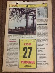 27 KASIM 1980 - TAKVİM YAPRAĞI - DOĞUM GÜNÜ HEDİYESİ - HÜRRİYET TAKVİMİ - ESKİ BİR ŞARKI ADLI ROMAN - İstanbul Kültür Sarayı'nın yanışı (1970) - Kore'de Kunuri Savaşı'nın başlaması (1950)