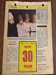 30 KASIM 1980 - TAKVİM YAPRAĞI - DOĞUM GÜNÜ HEDİYESİ - HÜRRİYET TAKVİMİ - ESKİ BİR ŞARKI ADLI ROMAN - 2. Dünya Savaşı sırasında İstanbul'da ilk karartma (1940) - Baltacı Mehmet Paşa'nın azli (1717)