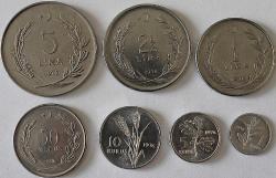 Türkiye Cumhuriyeti  1976 Yılı 5 /2,5/1/ Lira 50/10/5/1 Kuruş Tam Takım  9253
