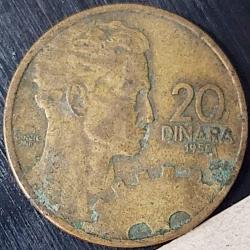 YUGOSLAVYA 20 Dinar, 1955 ÇÇT