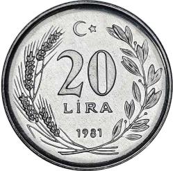 1981 Yılı 20 Lira FAO (16 Ekim Dünya Besin Günü)   ( 0855 )