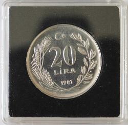 1981 Yılı 20 Lira FAO (16 Ekim Dünya Besin Günü)  QUADRUM KAPSÜL İÇİNDE  ( 0855 )