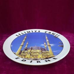 VINTAGE SELİMİYE CAMİİ EDİRNE RESİMLİ HATIRA SERAMİK DUVAR TABAĞI