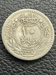 5. MEHMED REŞAD · 10 PARA · (1327/3) · KOSTANTİNİYE · NİKEL GÖBEKTEN HAFİF BOMBELİ
