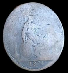 1874 İngiltere Kraliçe Victoria Half penny