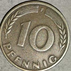 ALMANYA 1950 F  10 PFENNIG