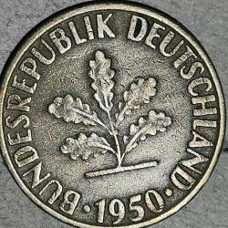 ALMANYA 1950 F  10 PFENNIG