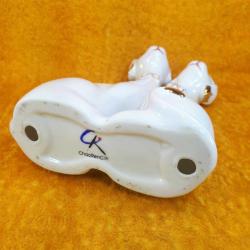 VINTAGE AVRUPA CHAORENCIYI ALTIN YALDIZ EL DEKORLU ÇİFT FİGÜRLÜ KÖPEK PORSELEN BİBLO