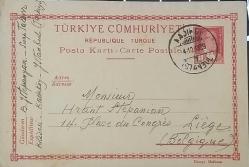 Türkiye Belçika 1939  7 1/2 kuruş  Ermeni Antiye Kadıköy'den Liege'e gönderilmiş,nadir.