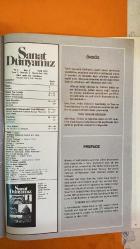 SANAT DÜNYAMIZ DERGİSİ - EYLÜL 1975 - MERYEM DE CARCARADEC – ERSU PEKİN – TURGAY TECZAN – CAN NURCEM – SEDAT ELDEM – SADİ ABAÇ – VEDAT NEDİM TÖR – ADAIR MILL – ARA GÜLER – SAMİ GÜNER – ŞEMSİ GÜNER – OSMAN KADEMOĞLU – AYDIN ERKMEN – NERMİN NEFTÇİ – BAHRİ SAVCI – ADNAN BİNYAZAR – TALAT S. HALMAN – AYKUT GÖRKEY – ORHAN ŞAİK GÖKYAY – MANFRED KRAMER – GABRIEL - SELÇUK TAŞ İŞÇİLİĞİ – YÖRÜK ÇUVALLARI – TÜRK MİĞFERLERİ – KAPADOKYA – TÜRK MİMARİ ESERLERİ – GÜZEL EĞİTİMİ – SANATIN ZENGİNLİĞİ – BİTKİSEL MOTİFLER – ANADOLU SELÇUKLU DEVLETİ – XIII. YÜZYIL SELÇUKLU SANATI – MOĞOL İSTİLASI – DIVRİĞİ ULU CAMİ – YAKUTİYE MEDRESESİ – DÖNER KÜMBET – DİYARBAKIR ULU CAMİ – SANAT DÜNYAMIZ DERGİSİNE YORUMLAR – HALK SANATLARI – ÇOCUK RESİMLERİ – ULUSAL KÜLTÜR – MEZARTAŞI SANATI - 48 SAYFA