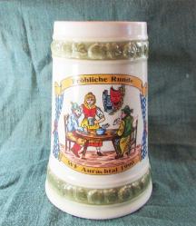 VİNTaGe ALMAN BoYaMa RESİMLİ SeRaMiK BİRA BARDAĞI.....Tankart