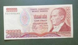 7 Emisyon B 10 Seri 20 Bin Lira Çil altı