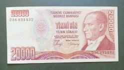 7 Emisyon D 36 Seri 20 Bin Lira Çil altı
