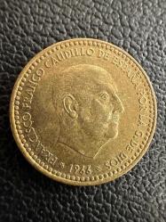 İspanya 1 Peseta 1966 (Yıldız İçi 1975)