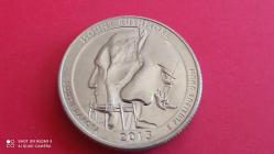 USA; 2013 - D QUARTER DOLLAR : RUSHMOR DAĞI ULUSAL ANIT BÖLGESİ
