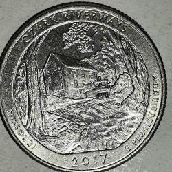 AMERİKA 2017 D  25 CENT  ÇEYREK DOLAR  HATIRA OZARK RIVERWAYS