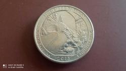 USA; QUARTER DOLLAR 2015 -P- TARİHİ ULUSAL; BLUE RİDGE PARK YOLU