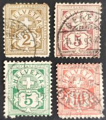 +++  İSVİÇRE 1882  LOT  4 ÇEŞİT - DAMGALI , HALİYLE
