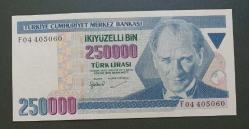 7 EMİSYON F 04 405060 SERİ 250 BİN LİRA ÇİL