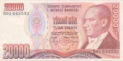 TC, 7. Emisyon 1. Tertip 20.000 Lira, B01 Serisi / ÇÇT 