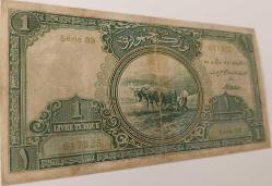 1.EMİSYON 1 LİRA (LİVRE) 1.TERTİP ORİJİNAL KAĞIT PARA SERİE 33 617325 SERİ NOLU TEMİZ ÇOK NADİR