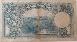 1.EMİSYON 5 LİRA (LİVRE) 1.TERTİP ORİJİNAL KAĞIT PARA SERİE 7 144947 SERİ NOLU TEMİZ ÇOK NADİR