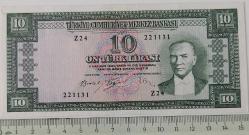 5.EMİSYON 4.TERTİP 10 ON TÜRK LİRASI Z24 221131 SERİ NOLU NATÜREL ÇİL KAĞIT PARA ÇOK NADİRDİR