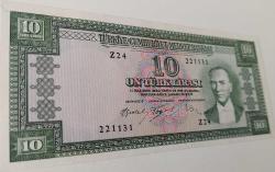 5.EMİSYON 4.TERTİP 10 ON TÜRK LİRASI Z24 221131 SERİ NOLU NATÜREL ÇİL KAĞIT PARA ÇOK NADİRDİR