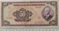 3.EMİSYON 1.TERTİP 50 ELLİ TÜRK LİRASI SERİ Z17 08409 NATÜREL KAĞIT PARA EN NADİRİ