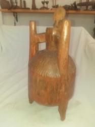 ''Eski çamlar bardak oldu'' atasözündeki bardak...Yörük işi, heykel gibi, üç ayaklı, Osmanlı ahşap testi...