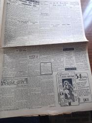 Cumhuriyet Gazetesi - 5 Aralık 1947 - Kurultay Sonu Notları Yazan Nadir Nadi Başmakale - Recep Peker'e Karşı Şiddetli Hücumlar - CHP Ve Demokrat Parti Organlarında Sert Ve Ağır Yazılar Başladı - Ulus Gazetesinin Yaptığı İfşaata Bugün De Devam Ediyor - CHP Kurultayı Dün Sona Erdi - CHP Kurultayındaki Seçimlerden Fotoğraflar - CHP'nin Yeni Genel Başkan Vekili Hilmi Uran Ve Şükrü Saracoğlu Fotoğraf - Köy Okulları İnşaatı - Verem Aşısı - İstanbul'un Et İşi Hallediliyor - Penisilin'in Yeni ve Müthiş Rakibi BQX Yazan Doktor Kemal Saraçoğlu - Kaybettiğimiz Ses Faruk Kaleli Yazan İsmail Habib Sevük - Sarıyer Canlı Balık Kış Bahçesi - Filistin'de Dün Şiddetli Çarpışmalar Oldu- İbret Yazan Burhan Felek Köşe Yazısı - Ana Hakkı Filmi Taksim Sinemasında - Safiye Ayla Mefharet Yıldırım Perihan Altındağ Sözeri İçkili Kristal Salonunda - Bugünkü Radyo Programı - İnternetional Kamyonları - Philips Ampul - İstanbul Belediyesi Şehir Tiyatroları Dram Kısmında İki Başlı Kartal Komedi Kısmında İpekçi Merhum