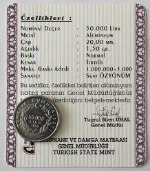 1999 Şarapçılık  Hatıra parası 50 000 Bin Lira  Sertifikalı (9275)