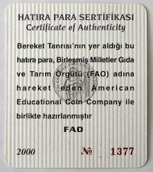 1999 Şarapçılık  Hatıra parası 50 000 Bin Lira  Sertifikalı (9275)
