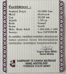 1999 Şarapçılık  Hatıra parası 50 000 Bin Lira  Sertifikalı (9275)
