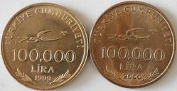 Türkiye Cumhuriyeti  1999 - 2000 Yıları  100.000  Lira 75. Yıl    (9315)