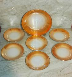 19296-KOLEKSİYONLUK SÜMERBANK PORSELEN 1 BYK + 6 KÇK PASTA TABAĞI