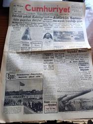 Cumhuriyet Gazetesi - 18 Mayıs 1942 - Barışa Çağrı Yazan Yunus Nadi Başmakale - İnkılap Şehidi Kubilay İçin Yapılan İhtifal - Menemendeki Kubilay Abidesi Fotoğraf - Gandi'nin Dahiyane Bir Buluşu - Atatürk'ün Samsun'a Ayak Bastığı Gün - Afganistan Ve Hindistan'ı Kazanmak İçin Mihver Devletler Kabilelere Altın Dağıtıyormuş - Galatasaray Fenerbahçe Bayramı Güzel Oldu Fotoğraf - Birmanya Hint Hududunda İngiliz Ordusu - Alman Harp Tebliği Harkof Taarruzu Akim Kaldi - Sovyet Ordusunun Bugünkü Durumu Yazan Emekli General H. Emir - Sovyet Harp Tebliği Kerç Şehri Bölgesinde Kuvvetlerimiz İnat İle Çarpışmaktadır - Tehlikeli Mehtap Filmi Yarın Akşam Sümer Sinemasında - Büyük Türk Hürriyetperveri Ali Suavi'nin Yıldönümü - Romanlarımız Bir Sürgün Yazan İsmail Habib - Nafia Vekili Ali Fuat Cebesoy Ankara'ya Gitti - İsveçi İstila İhtimali Yazan Ömer Rıza Doğrul - Görünür Köy Yazan Burhan Felek Köşe Yazısı - Faşist Partisi Divanı - Bugünkü Radyo Programı - Deva Ağrı Kesici - Radyolin Diş Macunu