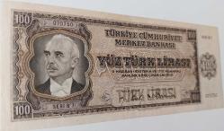 3.EMİSYON 1.TERTİP 100 YÜZ TÜRK LİRASI SERİ B7 075750 NATÜREL KAĞIT PARA EN NADİRİ