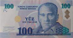 8.EMİSYON 1.TERTİP 100 YENİ TÜRK LİRASI A02059860 SERİ NUMARALI ÇİL KAĞIT PARA GÜZEL NUMARA ÇOK NADİRDİR