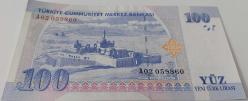 8.EMİSYON 1.TERTİP 100 YENİ TÜRK LİRASI A02059860 SERİ NUMARALI ÇİL KAĞIT PARA GÜZEL NUMARA ÇOK NADİRDİR