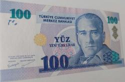 8.EMİSYON 1.TERTİP 100 YENİ TÜRK LİRASI A02059860 SERİ NUMARALI ÇİL KAĞIT PARA GÜZEL NUMARA ÇOK NADİRDİR