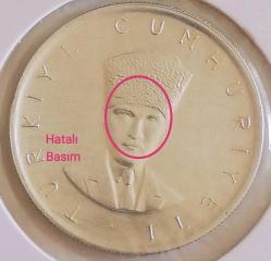 25 LİRA 1920/1970 MECLİSİN AÇILIŞINA ÖZEL BASILMIŞ HATALI PARA GÜMÜŞ, ÇOK ÇOK NADİR **RRRRR**
