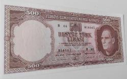 5.EMİSYON 3.TERTİP 500 TÜRK LİRASI KAĞIT PARA R66 016662 SERİ NUMARALI NATÜREL ÇİLALTI-ÇİL ÇOK NADİRDİR