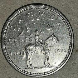 KANADA  1973  25 CENT  HATIRA 100. Yıl - Kanada Kraliyet Atlı Polisi