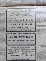 Cumhuriyet Gazetesi - 1 Mayıs 1942 - Birmanyadan Sonra Yazan Yunus Nadi Başmakale - Bomba Muhakemesi - Dün Yapılan İki Celsede Suçlu Abdurrahman Sayman Suçlu Pavlofla Kornilofun Sordukları Suallere Cevap Verdi - Milli Servet Artıyor - Halkın Bankalara Mevduatı 364 Milyon Lirayı Buldu - Hitler İle Mussolini Buluştular Fotoğrafı - Kızılay'ın Faaliyeti - Alman Tayyareleri Norvich'e Yeniden Hücum Ettiler - Japonlar Laşio Şehrine Girdiler - Bugün 1 Mayıs Bayramıdır - Von Der Goltz Paşa ve Türk Alman Silah Arkadaşlığı Yazan Emekli General H. Emir Erkilet - 50 Bin Çift Torik Tutuldu - Hariciye Umumi Katibi Numan Menemecioğlu İstanbul'da - Türkçe Sözlü Türkçe Şarkılı Leyla Filmi Leyla Taksim Sinemasında - Hello Broadway Filmi Başrolde Alice Fay Marmara Sinemasında - Raşid Rıza Tiyatrosu ve Halide Pişkin Birlikte Şehzadebaşı Turan Sinemasında - Rapid Fenerbahçe Maçı Bugün Şeref Sahasında - Bugünkü Radyo Programı - Bulmaca - Radyolin Diş Macunu - Türk Ticaret Bankası